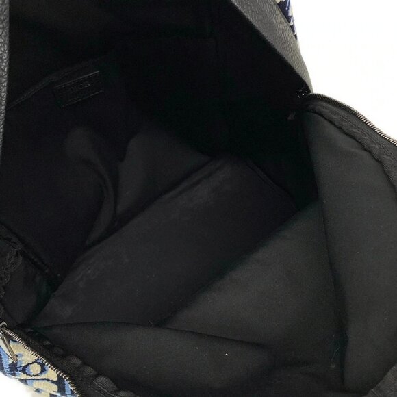 Auth DIOR/ChristianDior Rider - Beige Blue Navy Wool Leather 2********* Backpack - Picture 6 of 16